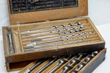 EARLY IRWIN AUGER BIT SET IN ORIGINAL BOX - 1/4" ~ 1" - PATENT 1884