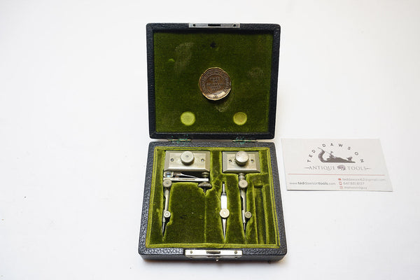 EARLY T. ALTENEDER & SONS DRAFTING SET WITH TRAMMELS