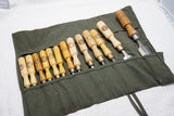UNHEARD OF SET OF 13 MARPLES BEVEL EDGE CHISELS IN CANVAS ROLL