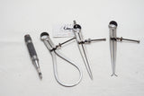 FINE SET OF 4 STARRETT 7" INSIDE & OUTSIDE CALIPERS, DIVIDER, CENTER PUNCH