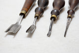 FINE LOT OF 4 FRENCH LEATHER EDGERS / BEVELERS