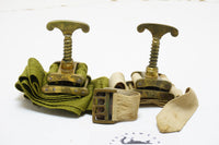 WONDERFUL SET OF TWO VERY EARLY BRASS WOODWORKING STRAP CLAMPS