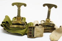 WONDERFUL SET OF TWO VERY EARLY BRASS WOODWORKING STRAP CLAMPS