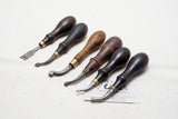 FINE SET OF 6 GOMPH CREASER LEATHER TOOLS