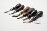 FINE SET OF 6 GOMPH CREASER LEATHER TOOLS