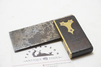 TINY ROSEWOOD HALL & KNAPP (?) & BRASS TRY SQUARE - 2 13/16"