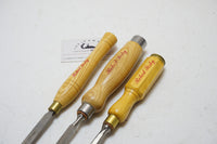 DEAD MINT SET OF 3 ASSORTED ROBERT SORBY CHISELS