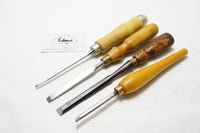 FINE LOT OF 4 CHISELS - STANLEY 720, GROBET, MARPLES, SWISS MADE