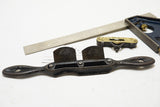 LOT OF 3 STANLEY TOOLS - SPOKESHAVE, SQUARE & LEVEL