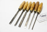 SET OF 6 S. J. ADDIS CARVING TOOLS - 1/8" ~ 5/16"