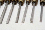 FINE SET OF 13 ADDIS CARVING CHISELS WITH MATCHING HANDLES