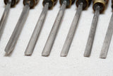 FINE SET OF 13 ADDIS CARVING CHISELS WITH MATCHING HANDLES