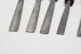 FINE SET OF 13 ADDIS CARVING CHISELS WITH MATCHING HANDLES