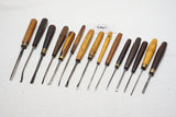 FINE SET OF 15 DELICATE CARVING CHISELS - GORGEOUS HANDLES