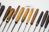 FINE SET OF 15 DELICATE CARVING CHISELS - GORGEOUS HANDLES