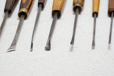 FINE SET OF 15 DELICATE CARVING CHISELS - GORGEOUS HANDLES