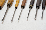 FINE SET OF 15 DELICATE CARVING CHISELS - GORGEOUS HANDLES