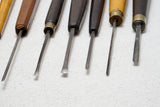 FINE SET OF 15 DELICATE CARVING CHISELS - GORGEOUS HANDLES