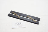 GORGEOUS EBONY & BRASS PARALLEL RULE WITH OPEN LATTICE HINGES
