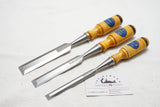 DEAD MINT SET OF 3 E A BERG 1026 CHISELS - 1/2", 3/4", 1"