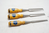 DEAD MINT SET OF 3 E A BERG 1026 CHISELS - 1/2", 3/4", 1"