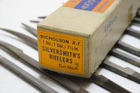 NOS SET OF 12 NICHOLSON SWISS PATTERN SILVERSMITH'S RIFFLERS IOB