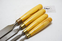 SET OF 4 ROBERT SORBY NO. 241 BOXWOOD HANDLED PARING CHISELS - 1/2" ~ 1 1/4"