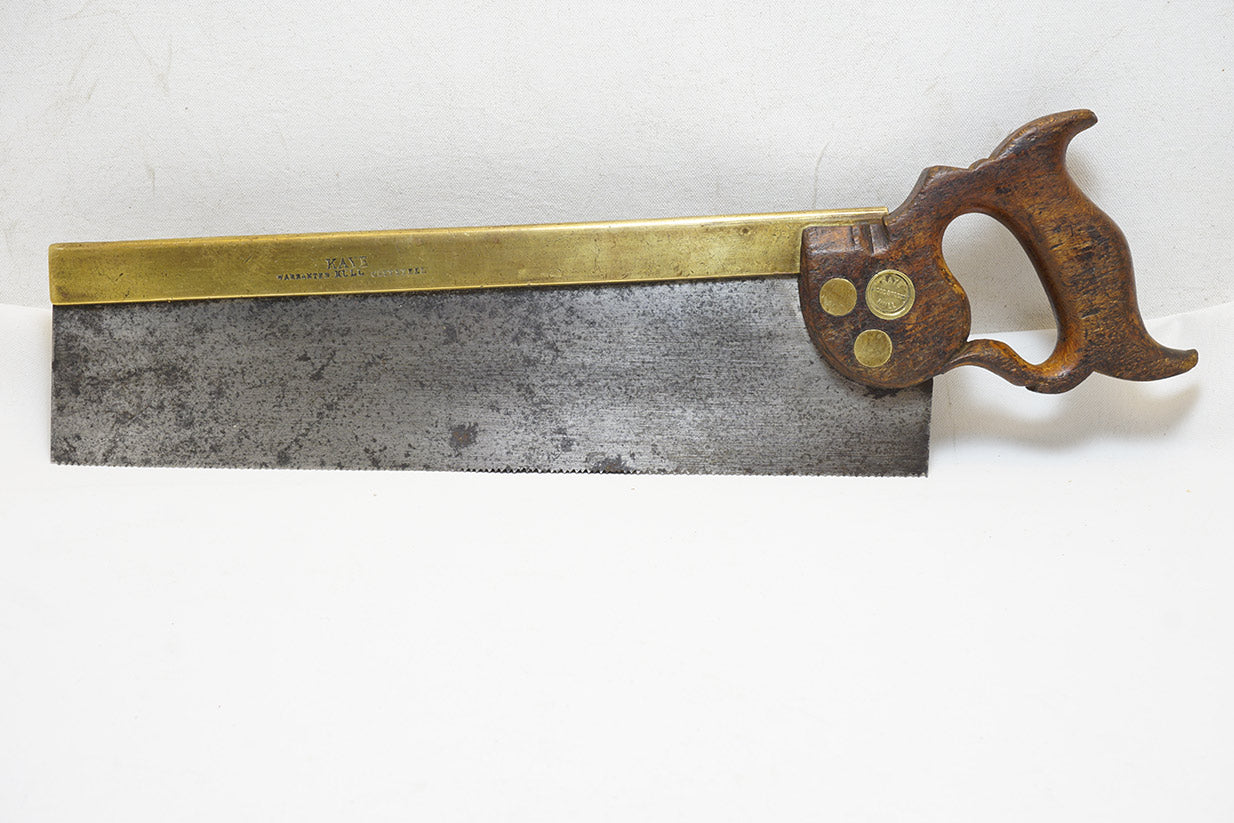 CA 1910 THOMAS KAYE SPLIT NUT BRASS BACK TENON SAW - 14