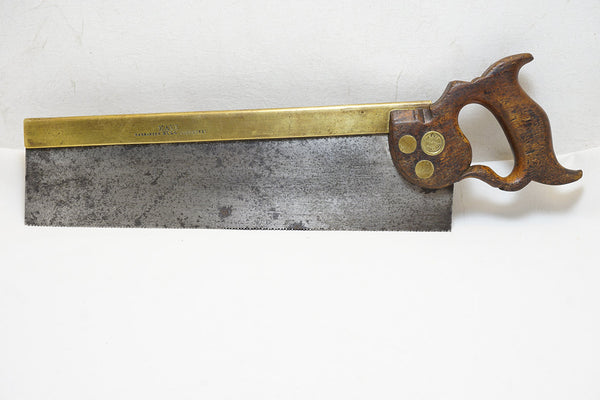 CA 1910 THOMAS KAYE HULL SPLIT NUT BRASS BACK TENON SAW - 14", 11 TPI