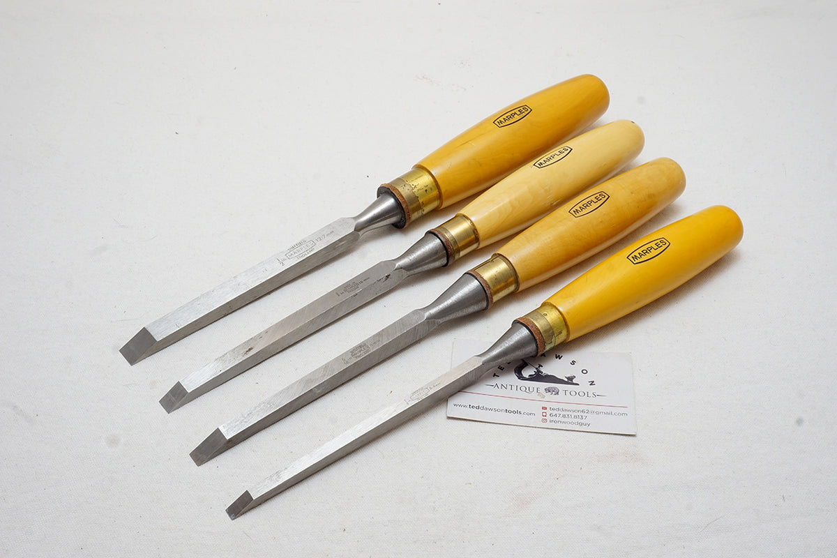 NOS SET OF 4 RECORD MARPLES MORTISE CHISELS - 1/4