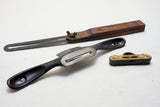 FINE LOT OF 3 STANLEY TOOLS - SPOKESHAVE, BEVEL & LEVEL