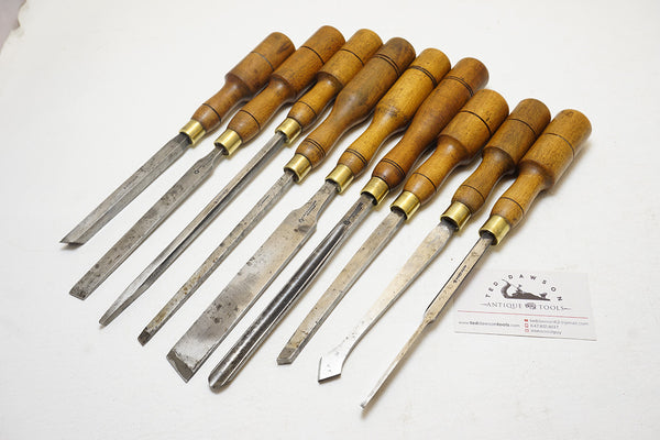 RARE SET OF 9 A. MATHIESON LATHE TOOLS / CHISELS