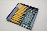 FINE IN BOX MARPLES ENGLAND CARVING CHISEL NO. M60 SET OF 12 - BOXWOOD