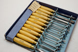 FINE IN BOX MARPLES ENGLAND CARVING CHISEL NO. M60 SET OF 12 - BOXWOOD