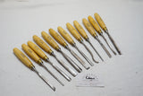 FINE IN BOX MARPLES ENGLAND CARVING CHISEL NO. M60 SET OF 12 - BOXWOOD