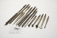 LOT OF 12 ASSORTED SORBY BRACE BITS - SPOON, NOSE, AUGER, COUNTERSINK &&