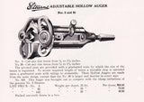 FINE STEARNS NO. 3 ADJUSTABLE HOLLOW AUGER - 1/4" ~ 1 1/4" WITH DEPTH STOP