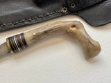 EXTREMELY RARE WILLIAM 'BILL' SCAGEL CROOKED KNIFE WITH ORIGINAL SCAGEL SHEATH
