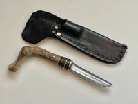 EXTREMELY RARE WILLIAM 'BILL' SCAGEL CROOKED KNIFE WITH ORIGINAL SCAGEL SHEATH