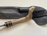 EXTREMELY RARE WILLIAM 'BILL' SCAGEL CROOKED KNIFE WITH ORIGINAL SCAGEL SHEATH