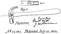 1862 PATENT NAIL HOLDING HAMMER  - MILLS & HANSCOM, CT ARMS MFG CO.
