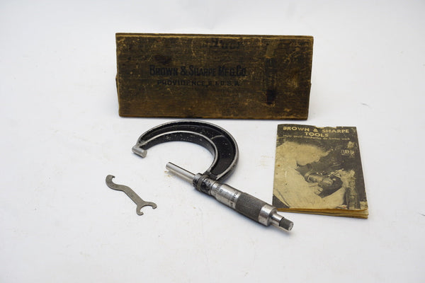 EARLY BROWN & SHARPE NO. 61 RS MICROMETER + B&S TOOL PAMPHLET