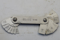 EXCELLENT MOORE & WRIGHT NO. 206 FILET / RADIUS GAGE - IMPERIAL