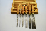 FINE SET OF 6 TECOMASTER SWEDISH CHISELS IN ORIGINAL CASE - 1/4"~1 1/4"