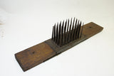 FABULOUS EARLY DECORATED FLAX LINEN HETCHEL COMB - PUNCHED TIN