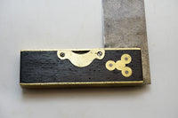 LOVELY EBONY AND BRASS 8" CARPENTERS' SQUARE & LEVEL