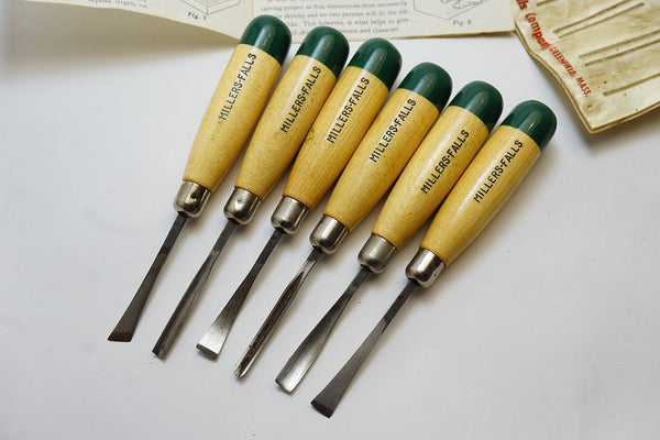 SET NO. 106 MILLERS FALLS CARVING CHISELS – Ted Dawson Antique Tools