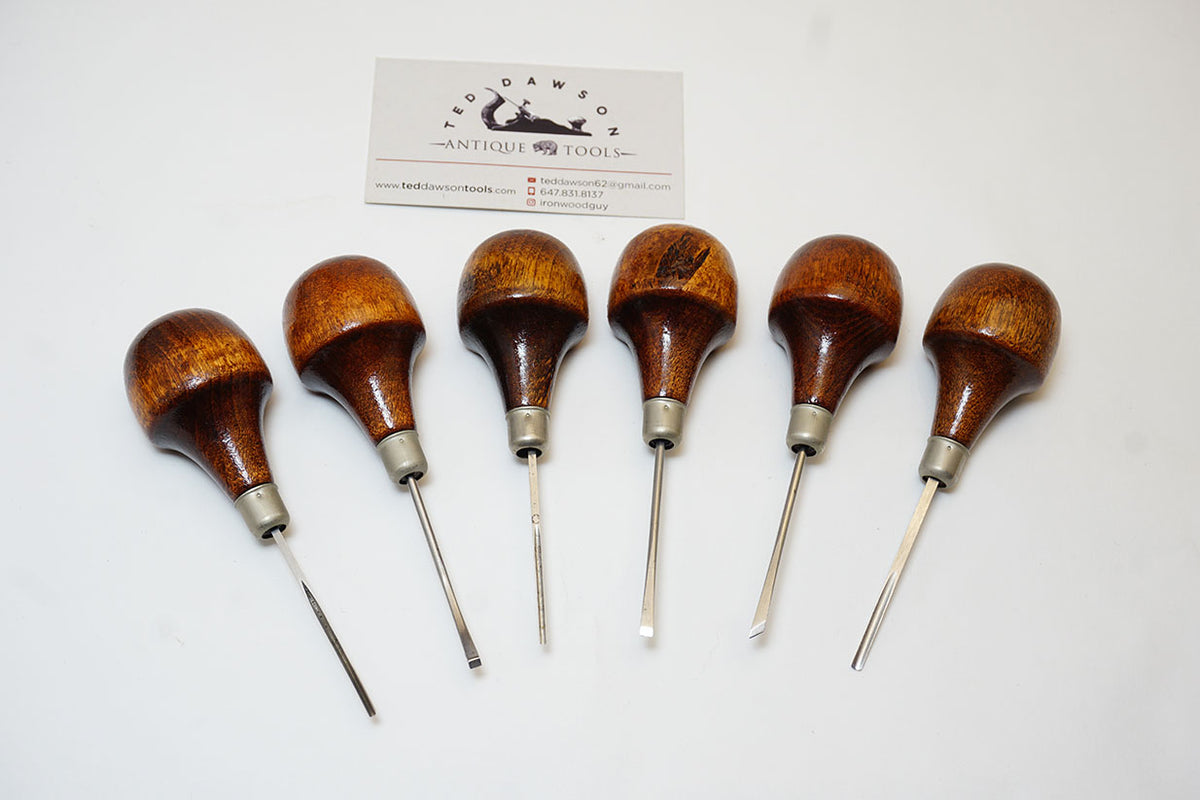 VERY FINE SET OF 6 LEE VALLEY CARVING CHISELS Ted Dawson Antique Tools